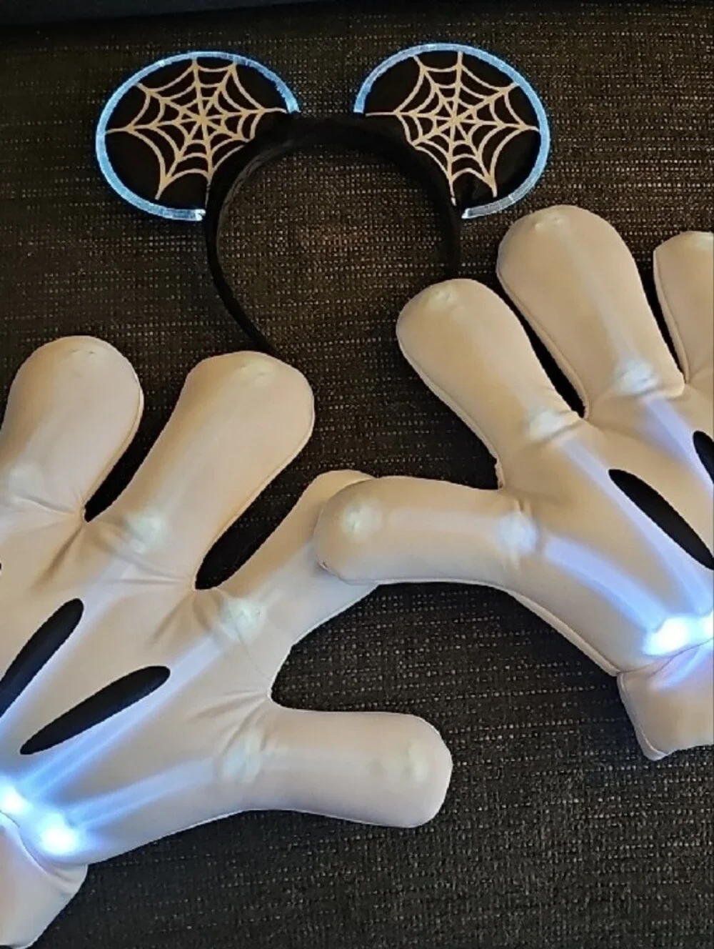 Disney Mickey Mouse Light Up Gloves and Cobweb Ears Accessory Set